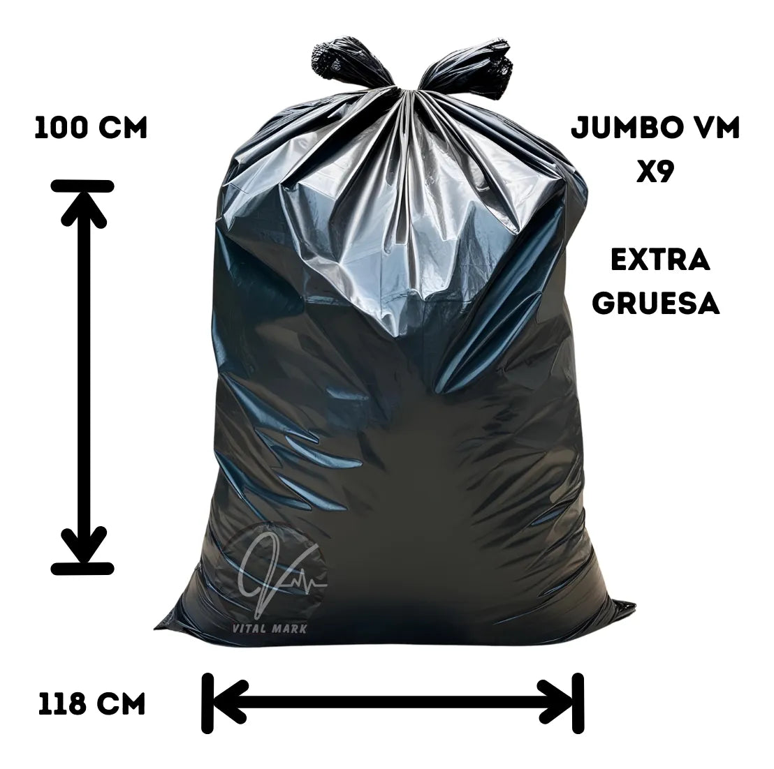Bolsa Industrial Negra 98cm X 116cm Vm : 9 Bolsas Basura