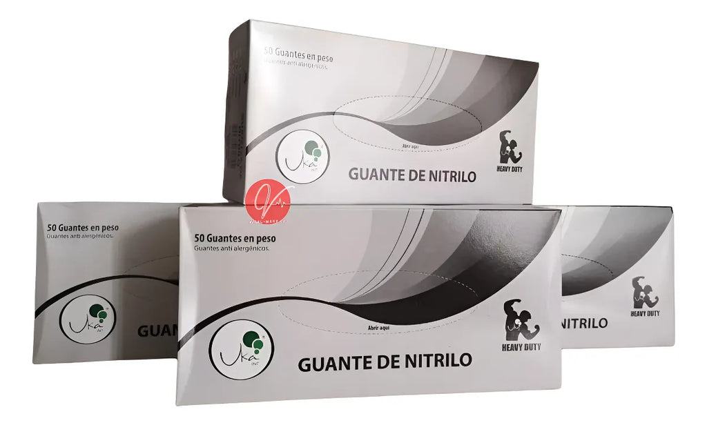 Guantes Nitrilo Hd Heavy Duty Xl Negro Y Azul Extra Grueso