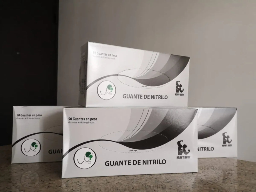 Guantes Nitrilo Hd Heavy Duty Xl Negro Y Azul Extra Grueso