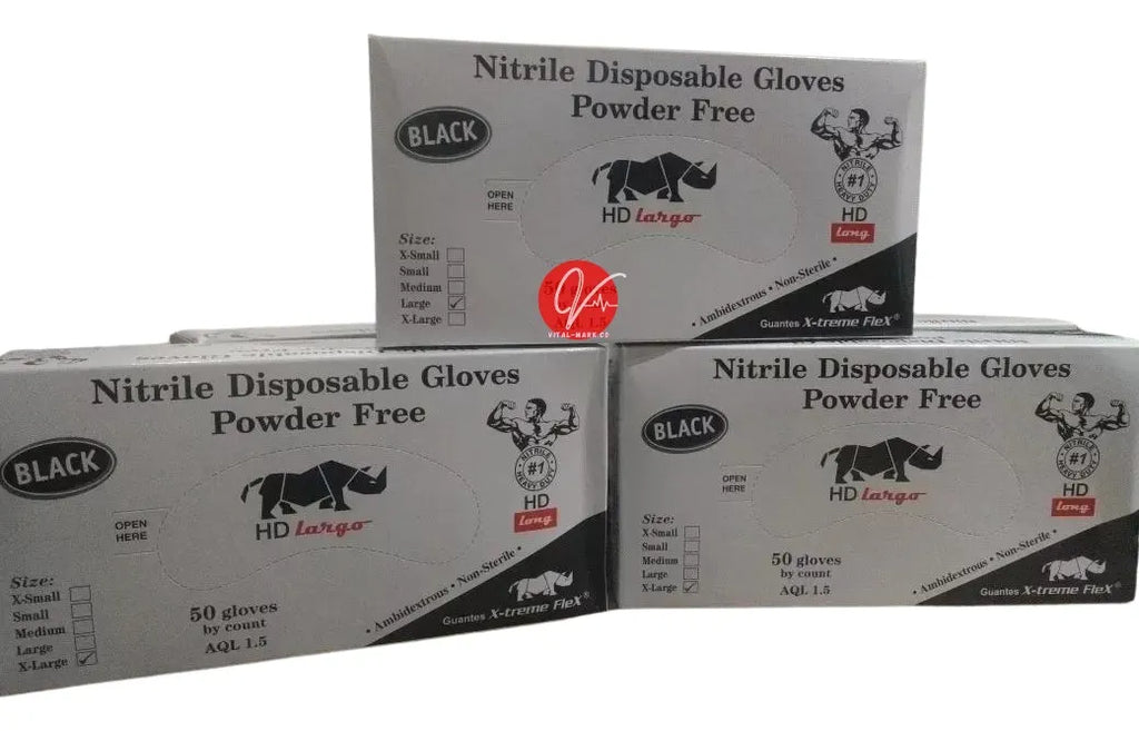 Guantes Nitrilo Hd Heavy Duty Xl Negro Y Azul Extra Grueso