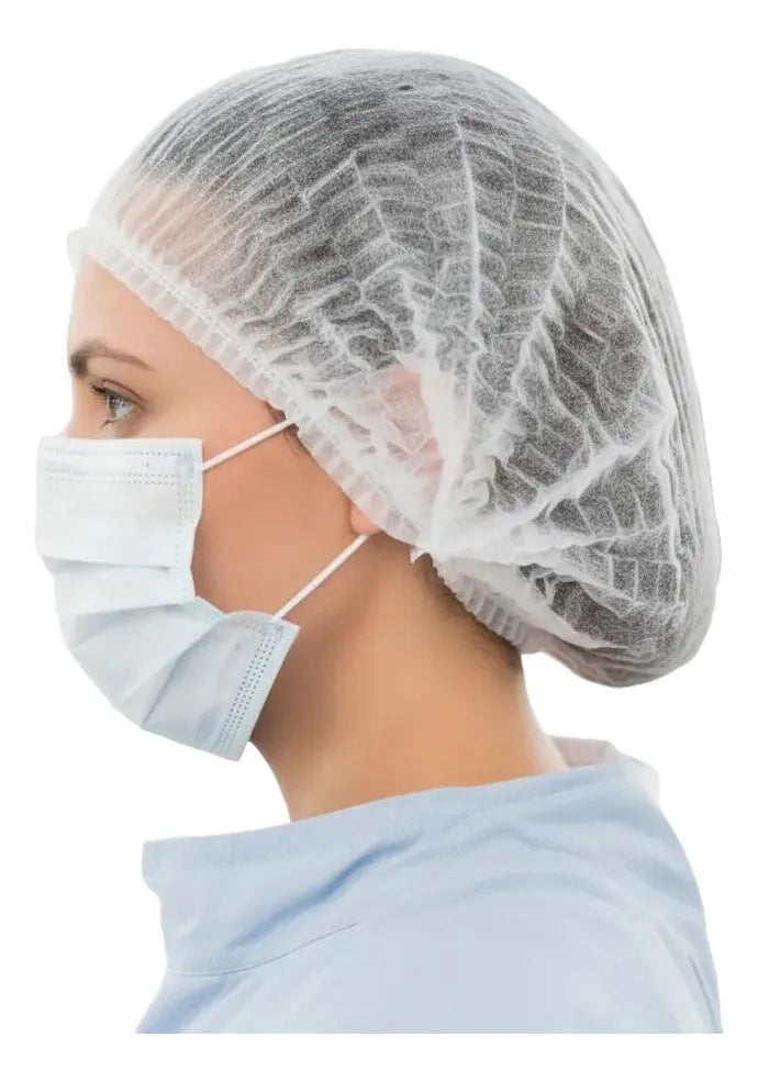 Gorros Oruga Quirúrgicos X100 Und Blanco Y Azul