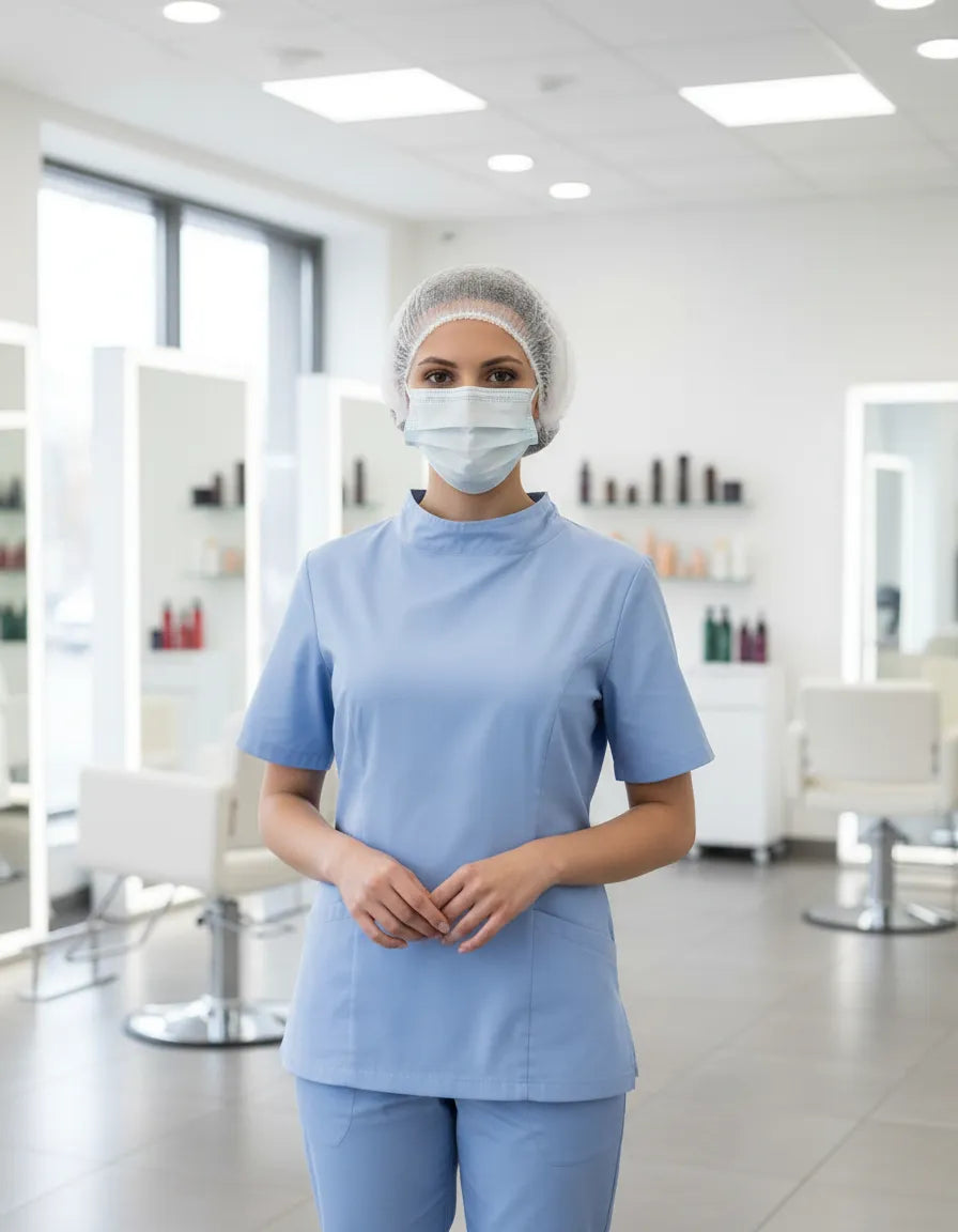 Gorros Oruga Quirúrgicos X100 Und Blanco Y Azul