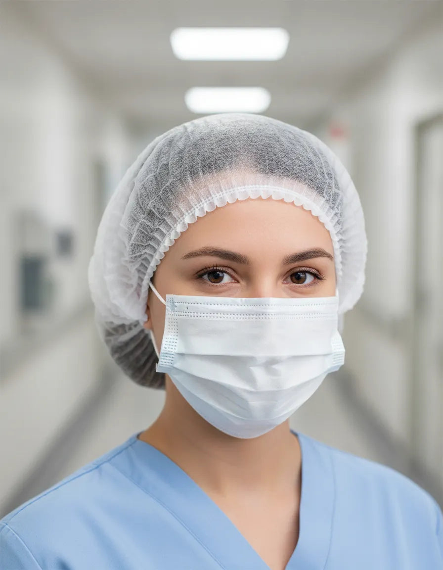 Gorros Oruga Quirúrgicos X100 Und Blanco Y Azul