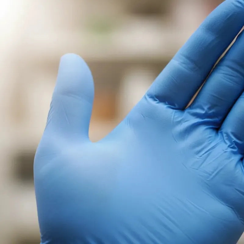 Guantes De Nitrilo Color Azul Caja × 100 Talla L , M Calibre 8