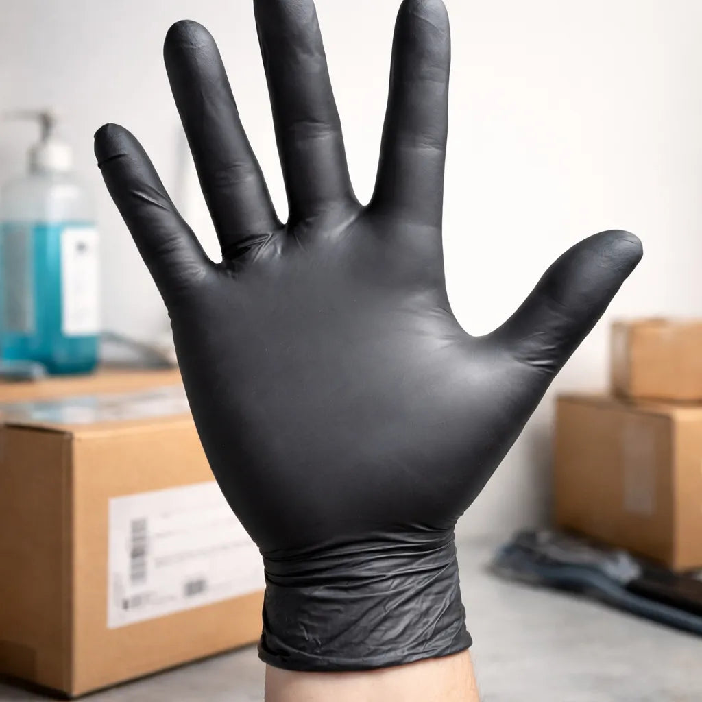 Guantes De Nitrilo Negro Calibre 6 - Caja X 100 Unidades