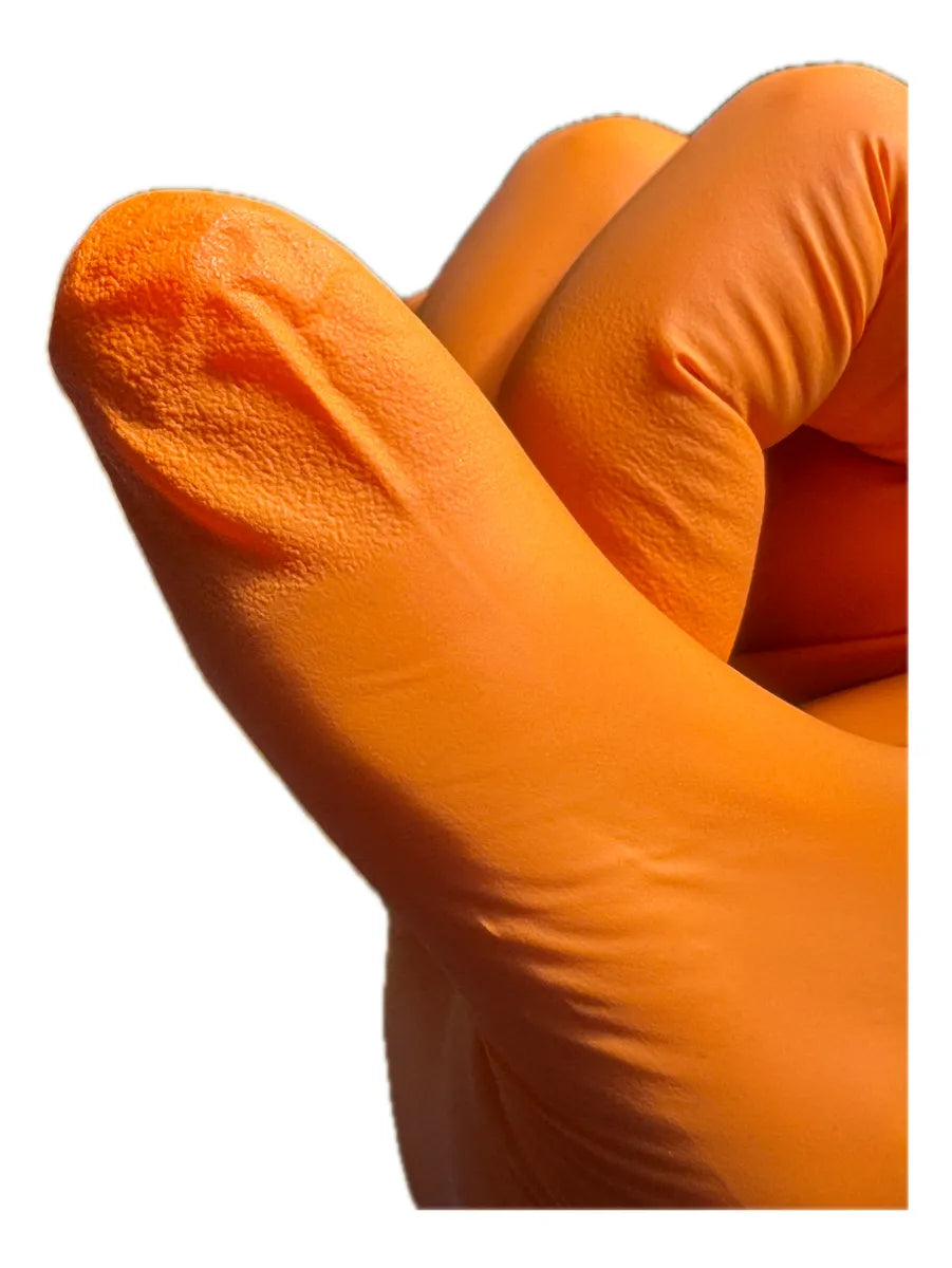 Guantes De Nitrilo Naranja Caja x 100 Unidades