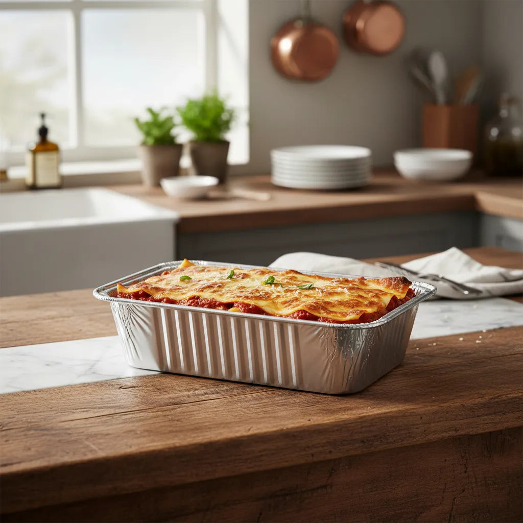 Molde Aluminio Para Lasaña De 16 Oz Paquete X20 Unidades