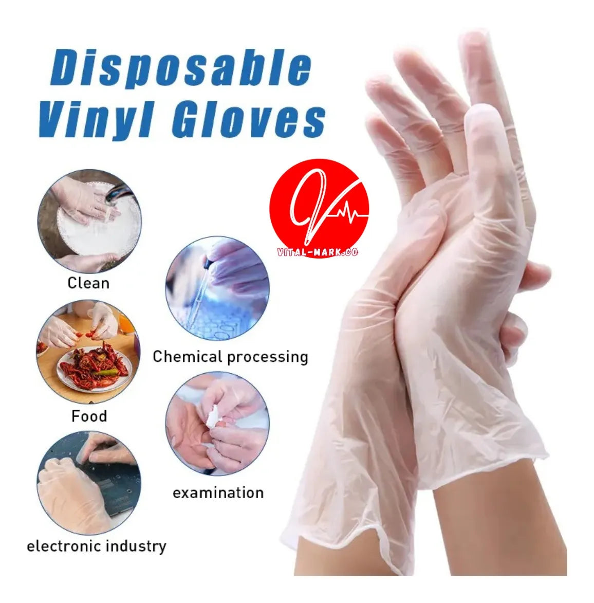 Guantes De Vinilo Talla M Y L Caja X100 Unid