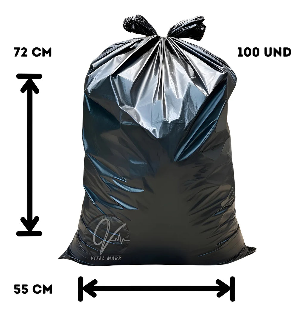 Bolsa De Basura Negra 72cm X 55cm X100 Unidades